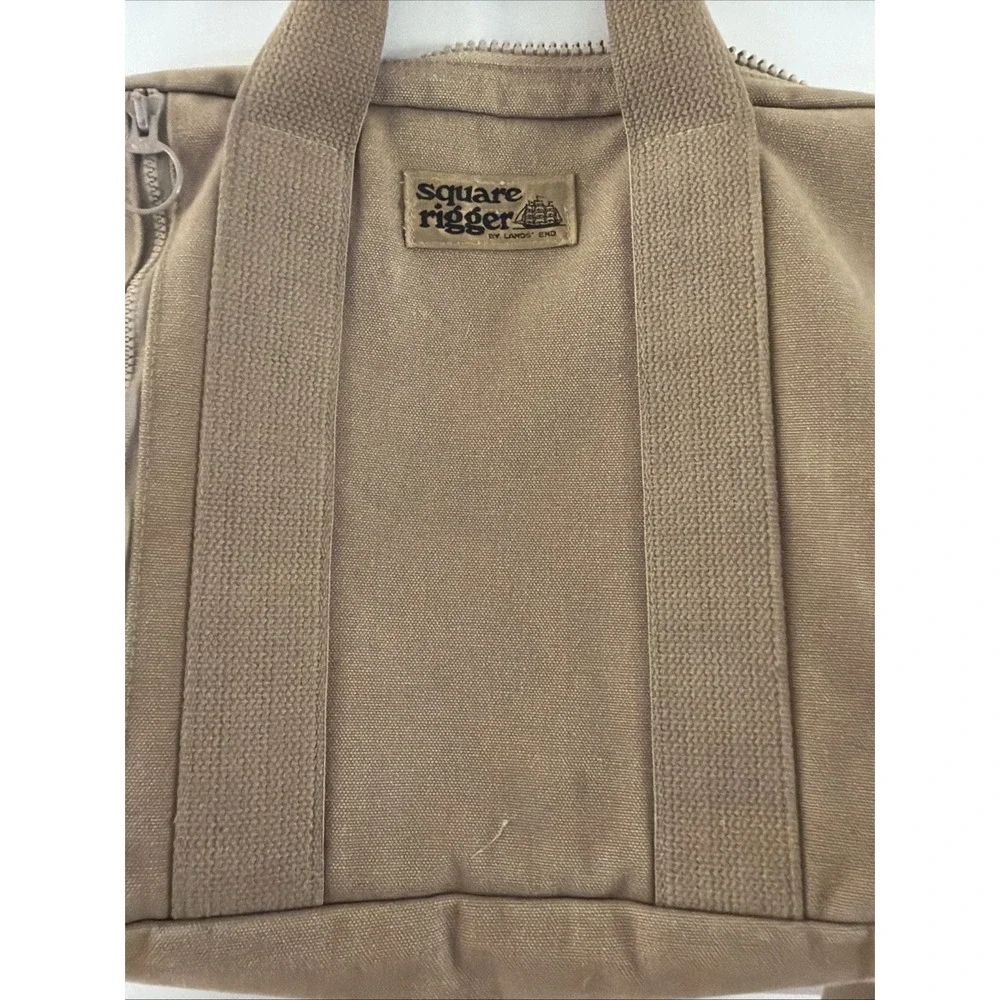 Vintage Lands End Square Rigger Shoulder Canvas Messenger Bag Khaki OLA0002